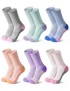 Auranso 6 Paar Baumwolle Socken Kinder, Atmungsaktiv Sportsocken, Unisex Tennissocken, Socken Jungen Mädchen 31-34, 35-38 Mehrfarbig 35-38