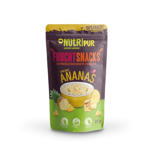 Gefriergetrocknete Ananas BITS 100g große Stücke für Smoothie Bowl, Müsli, Porridge Topping – Gefriergetrocknetes Obst ohne Zucker Zusatz – getrocknete Ananas – Frucht von NutriPur