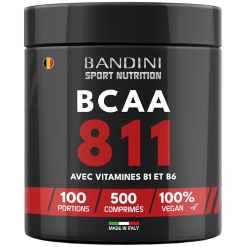 BANDINI - Bandini® BCAA 8:1:1 500 Comprimés | Acides Aminés à Chaîne Ramifiée 8.1.1 | Leucine, Isoleucine, Valine + Vitamine B1 et B6 | Sans gluten et sans lactose | Supplément Pré et Post Workout | 100% Vegan