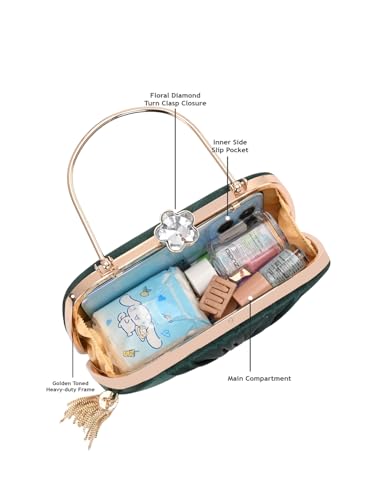 Image of TOOBA Handicraft Women's Beautiful Bling Box Clutch Bag | Evening Bag, Bridal Purse & Party Handbag | Wedding & Special Occasion Clutch (Knot Small Boat)