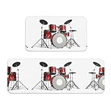 Cool Drum Setprint 2-teiliges Küchenteppich-Set, rutschfeste und waschbare Küchenmatte für Flur, Esszimmer und Eingangsbereich