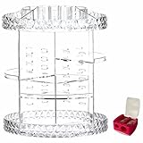  ISCEN Organizador Maquillaje Giratorio 360 Grados + Sacapuntas. Clasificador para Guardar Todo Tipo de cosméticos, brochas, perfumes y pintalabios. Es Ajustable y Trasparente.