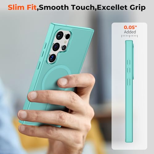 Image of SUPFINE Magnetic for Samsung Galaxy S23 Ultra Case, (Built-in Magnets) (Military Grade Drop Protection) Slim Translucent Shockproof Phone Case,Blue Green
