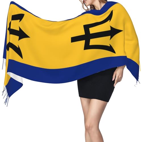 Flag Of Barbados Women'S Scarf Fashion Long Blanket Scarf Winter Warm Scarf Shawl Wrap With Tassel 77'' X 27''3