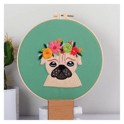 Kit broderie carlin estampe facile toile pré-imprimée pour débutant et adulte