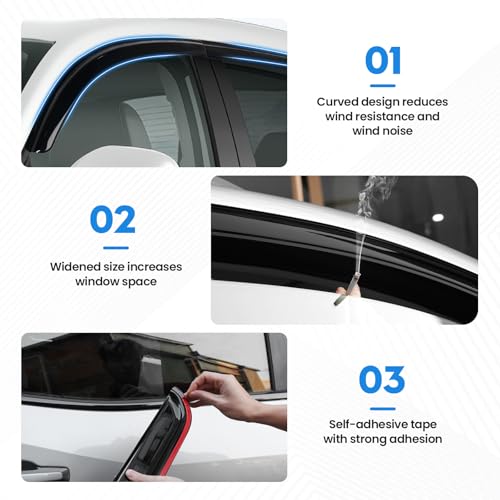 Image of HRV Rain Guard - Window Visors for Honda HR-V HRV 2023-2025 2026, Out-Channel Side Window Rain Guards for HR-V Accessories, 4PCS, Black, Car Accessories