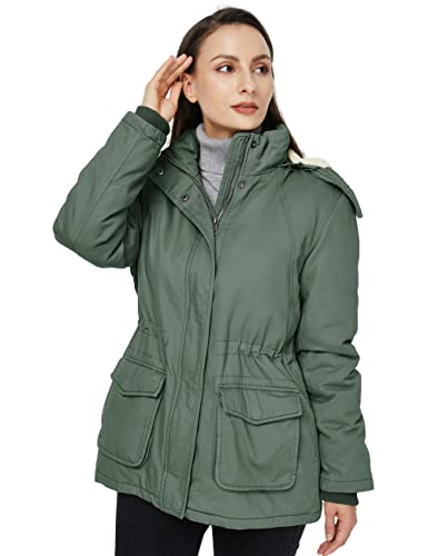 Wenven Women's Winter Warm Sherpa Lined Jacket Heavy Parka Coat with Hood