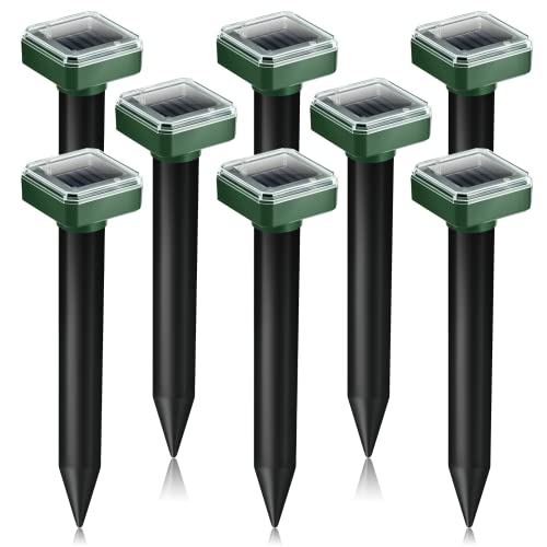 8Pack Sonic Gopher Repellent Solar Powered,IP65 Waterproof Ultrasonic Mole Repellent for Lawns,Mole...