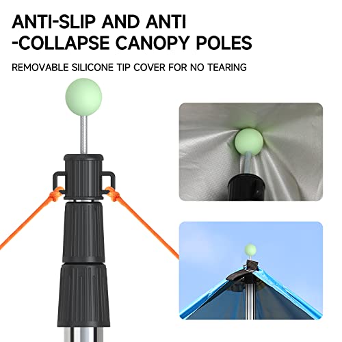 SANLIKE Telescoping Tent Tarp Pole Set 4PCS Adjustable Camping Poles with Tent Stakes and Guy Lines, 33\"-86.6\" Upgrade Thicked Stainless Steel Camping Poles for Backpacking Hiking Awning, Black