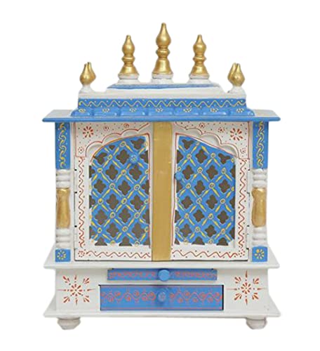 Temple en bois MDF Devyom bleu et blanc pour coin prière maison - 2