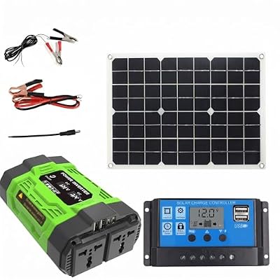 20W 18V Solar Panel Kit with 30A Charge Controller and Power Inverter (12V DC to 110V/220V AC, 300W/600W), Off Grid Solar System for RV, Camping, and Emergency Backup (300W-220V)