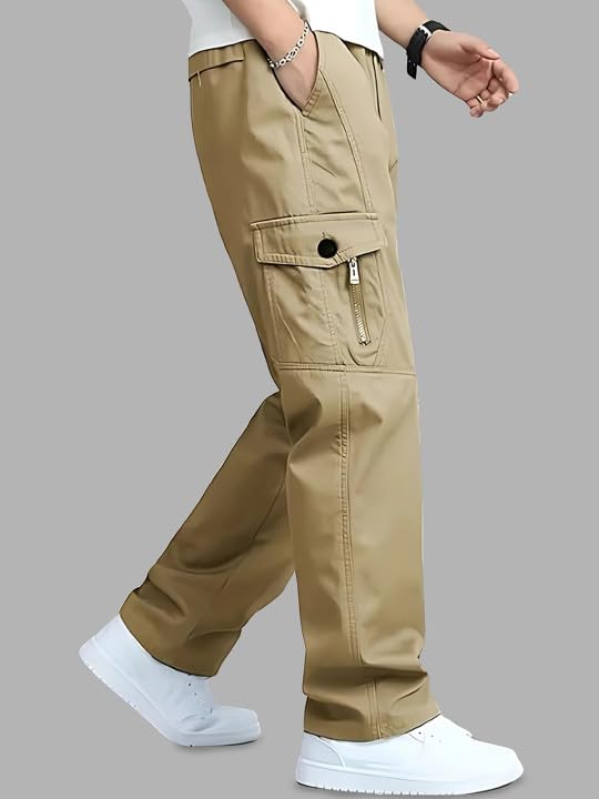 Image of FABRIPPLE Men's Olive Green Cargo Pants | Relaxed Fit Utility Trousers | Multi Pocket Casual Wear | Stylish Streetwear Bottomwear for Men