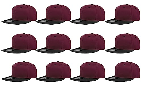 Image of Gelante Plain Blank Flat Brim Adjustable Snapback Baseball Caps Wholesale LOT 12 Pack