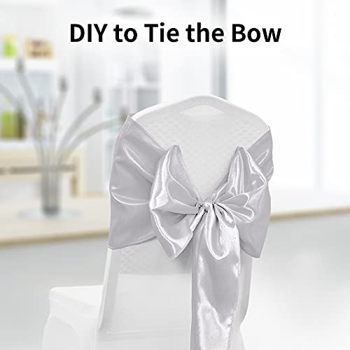 Yuhx Pack Of 5 Satin Table Runner 12 X 108 Inches Long,Silver Table Runners For Wedding, Birthday Parties, Banquets Decorations（Silver, 5 Pack） #TOP5