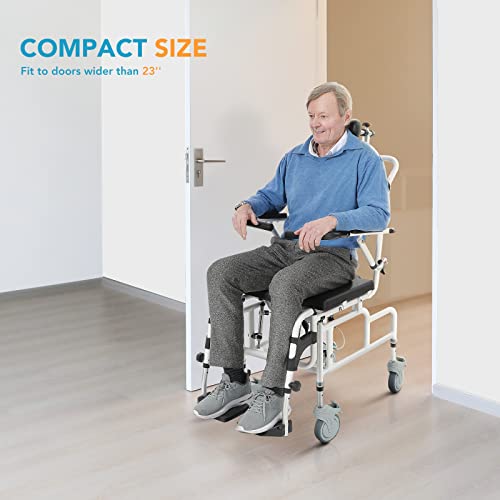 Oasisspace Personal Mobility Assist Bedside Commode Toilet Chair - Tilt Shower Commode Wheelchair, 4-In-1 Shampoo Chair With 30° Reclining And Headrest, Adjustable Transport Rolling Chair #TOP6