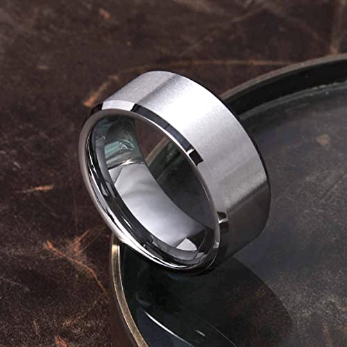 Image of King Will Basic 10mm Tungsten Carbide Ring for Men Matte Polished Engagement Band Comfort Fit