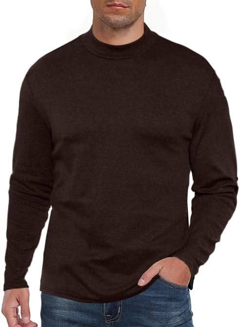 Men's Mock Turtleneck Long Sleeve Shirt Casual Basic Thermal Undershirt Lightweigt Pullover - Image 2