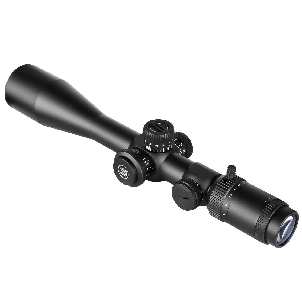 SPINA OPTICS 4-16x44 / 6-24x50 SFP 2nd Focal Flat Rifle avec mil Dot Reticle et Support annulaire de 20 mm, Lunette de visée Noires étanches et antibuées, Tube de 30 mm