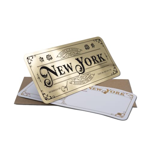 The UK Factory Deluxe New York Golden Ticket card with envelope. Perfect for surprise trips to New York!