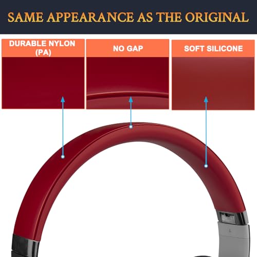 Image of SOULWIT Top+Bottom Headband Cover Kit for Beats Studio 3 & Studio 2 Wired & Wireless Headphones, Replacement Headstrap Pad Repair Part with Durable Silicone and Plastic - Studio3 Red