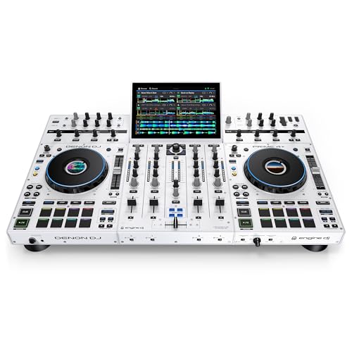 Denon DJ PRIME 4+ WHITE Controlador DJ Autónomo con Separación de Stems en 4 Decks, Streaming por WIFI, Mezclador, Pantalla Táctil 10.1 Pulgadass, Control de Luces, blanco
