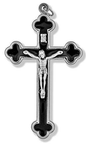 Venerare Traditional Latin Cross Pendant with Black Inlay