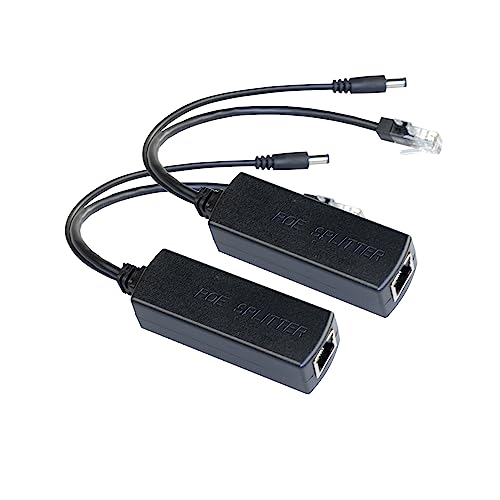AIGWS 10/100M IEEE 802.3 af PoE Splitter 12V, Power Over Ethernet Splitter Cable Adapter for IP Camera(10/100M, 2P)