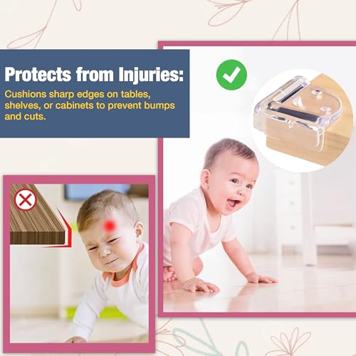 Image of Safe-O-Kid (Pack of 24) Smiley-Shaped Corner Guards with Strong 3 M Adhesive - Transparent, Extra Safe, BPA Free, Non-Toxic,Soft & Safe, Furniture Protectors