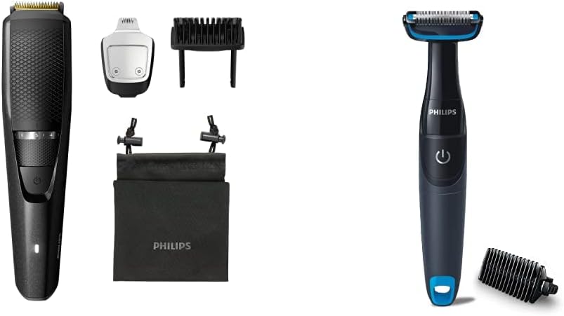 PHILIPS BT3241/15 Smart Beard Trimmer - Power Adapt Technology for Precise Trimming- 20 Settings; 90 Min Run Time With Quick Charge & BG1025/15 Showerproof Body Groomer for Men