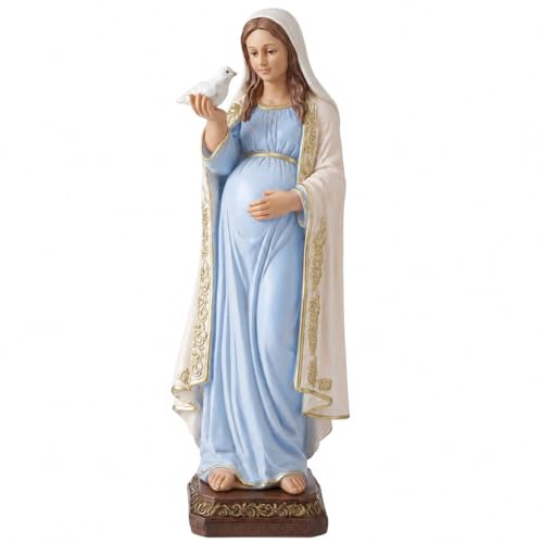 Amyhill Virgin Mary Pregnant Statue 12 Inch Catholic Mother Mary Statue Virgen De La Dulce Espera Resin Figurine for Pregnant Mom Gift Religious Gifts Inspirational Home Decor