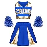 yolsun Cheerleader Costume for Women Cheerleading Uniforms Halloween Cute Cheer Outfits School Musical Party Fancy Dress (Blue Gold, Large)