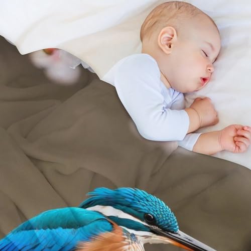 Couverture polaire oiseau pêcheur chaud et moelleux pour lit