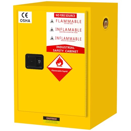 20 Gallon Flammable Storage Cabinet 24'' x 19'' x 19'' Fire Cabinets, Alloy Steel Flammable Liquid Storage Cabinet with ESD Grounding Cable and Adjustable Shelf for Industrial Garage Home Safety Use