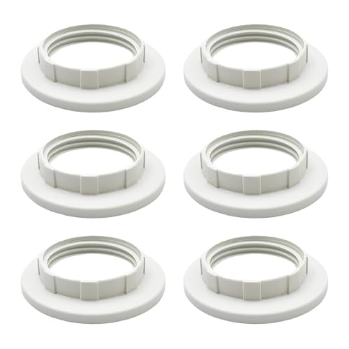 DAZISEN E14 Lampshade Reducer Ring - 6 Pcs Plastic Lamp Shade Reducer Ring Converter White Light Shade Adapter Ring Lampshade Fitting E14 Replacement Ring for Light Fixture