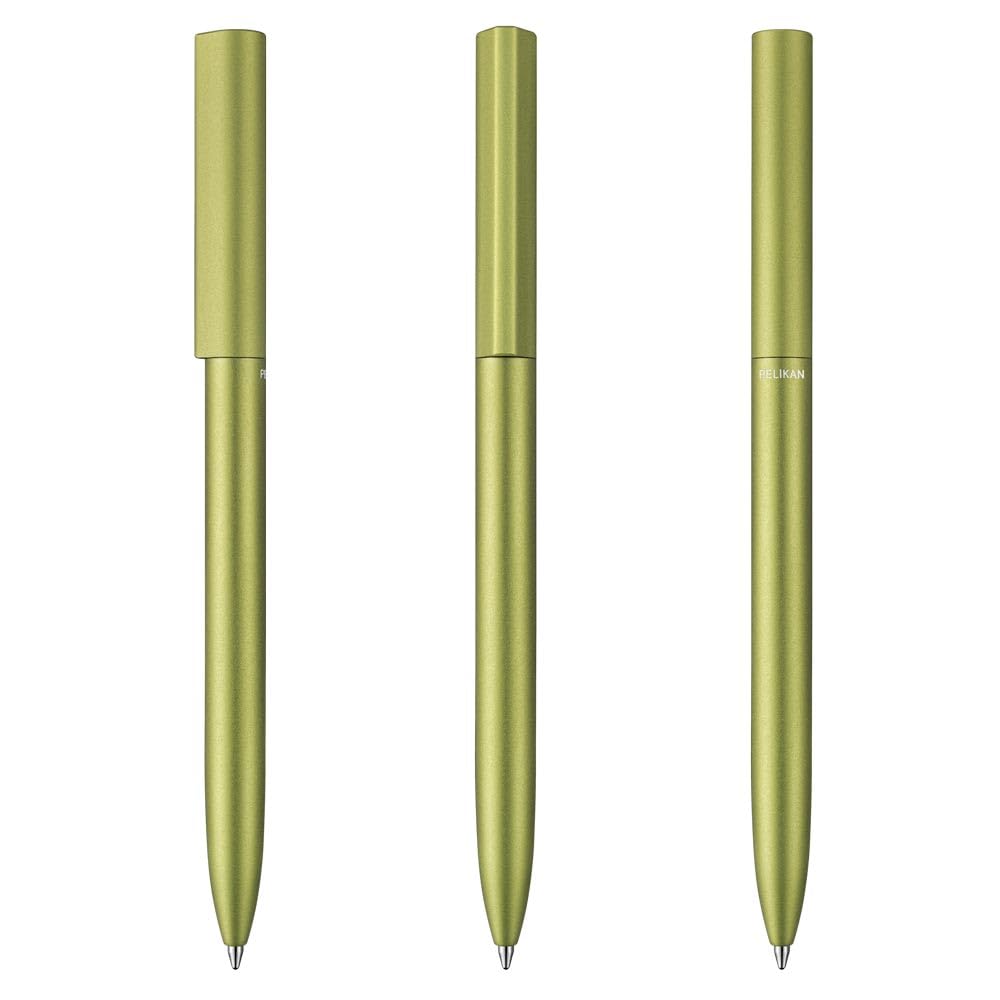 Pelikan Kugelschreiber Ineo® mit Gravur | inkl. Etui Wunschgravur (Platz für 10 Stifte) | Frühlings- Grün | Geschenkverpackung mit Gravur | Geschenk Pürfung Geburtstag