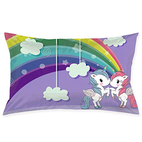 Girls Personalized Cute Pillowcase - Customized For Kids - Soft Fabric - Standard Pillow Size - Unicorns Rainbow Cloud Design - Sleep, Nap Girls Pillowcase - 20X30，Purple #TOP4