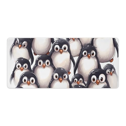 Tapis de souris de jeu antidérapant grand format pingouins mignons