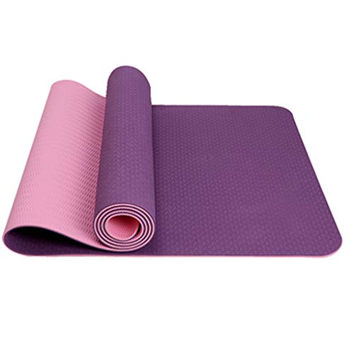 Charm&Cstay Thick Yoga Mat, Extra Thick Exercise Mat with Carrying Strap for Home Gym, Pink Purple C