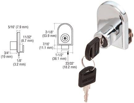 CRL Chrome Plated Cabinet Lock for Hinged Glass Doors