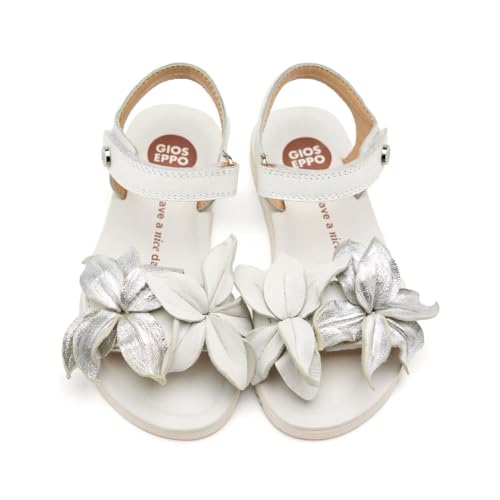 Gioseppo| Sandalia plana niña MARINETTE| Zapato piel| Cierre ajustable niña|Blanco|Talla 30