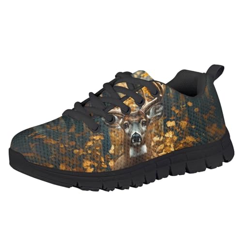 Pointodoor Girls Boys Shoes Hunting Camo Deer Print Sport Athletic Sneakers Size 11.5 Little Big Kids Lightweight Mesh Lace up Running Hiking Shoes