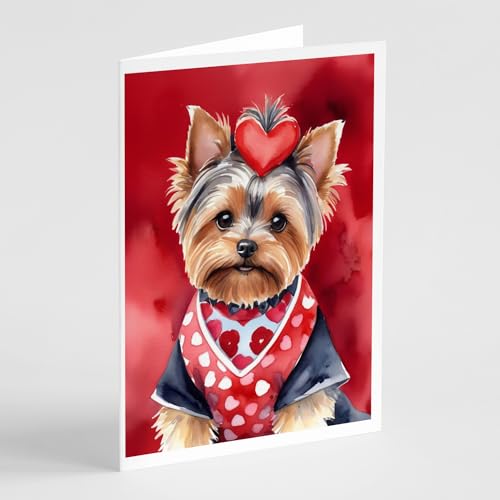 Caroline's Treasures DAC5464GCA7P Yorkshire Terrier My Valentine Greeting Cards Pack of 8 Blank Cards with Envelopes Whimsical A7 Size 5x7 Blank Note Cards