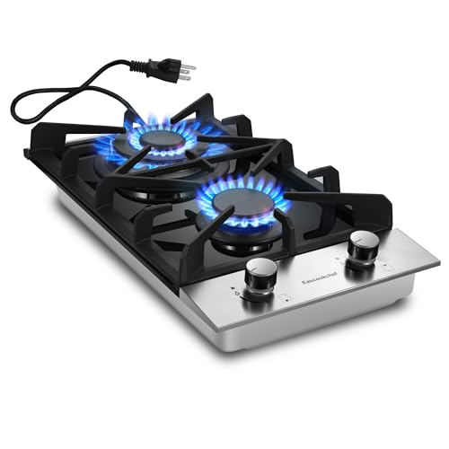 Eascookchef 2 Burner Gas Cooktop, 12 inch LPG/NG Dual Fuel Built-in...