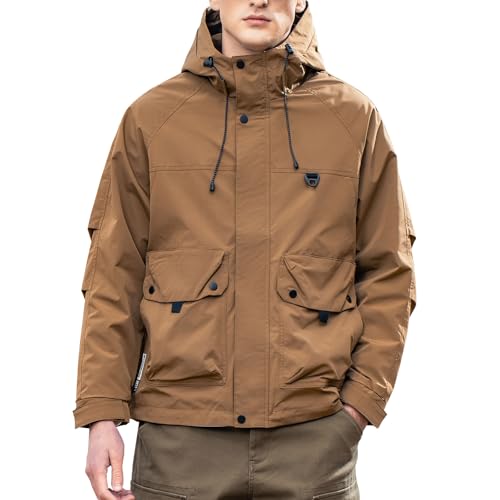 Image of 2024 autumn new casual hooded jacket men's trendy workwear outdoor windproof jacket