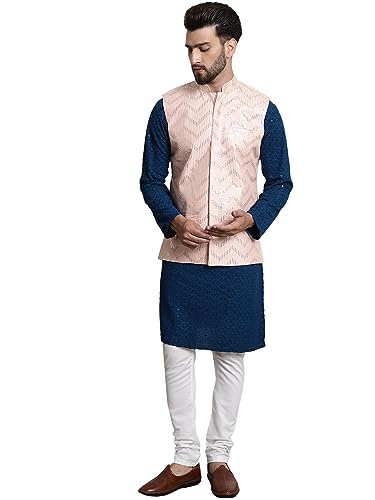 Image of SOJANYA (Since 1958 Men's Cotton Seqence Kurta & Pyjama with Nehrujacket