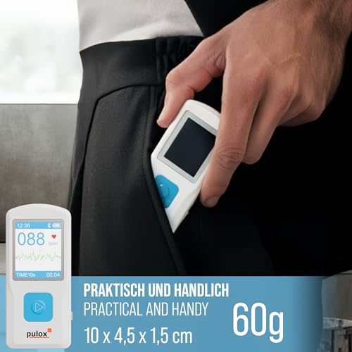 Pulox PM10 Mobiles Einkanal EKG-Gerät - Wireless EKG-Monitor für Zuhause mit Analyse,...