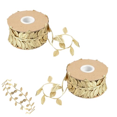 2 Piezas Cinta de hojas de Vid 10M Cinta de Hojas de Oro Artificiales Enredadera Dorada Decorada para Fiestas Bodas y Navidad