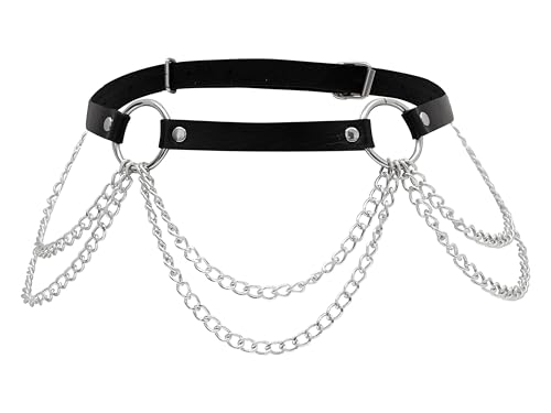 Sacina Black PU leather Belt, Emo Punk Grunge Gothic Belt, Goth Accessories, Punk Accessories, Waist Chain