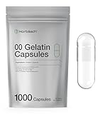 Clear Size 00 Empty Capsules | 1000 Gelatin Capsules | Resealable Bag | Non-GMO, Gluten Free | by Horbaach