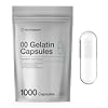 Empty Capsules Size 00 | 1000 Clear Gelatin Capsules | Resealable Bag | Non-GMO, Gluten Free | By Horbaach